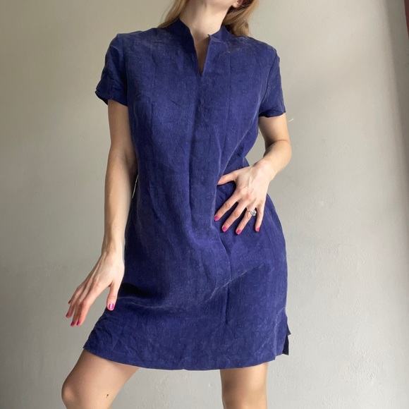 Vintage 80s St Michael from MARCS AND SPENCER 100% cupro dress! Royal blue - Picture 10 of 12